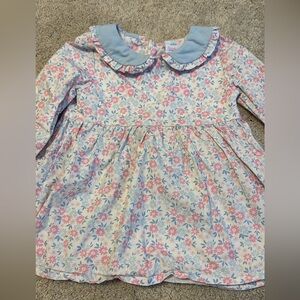 Floral Kids Shirt with Blue Collar